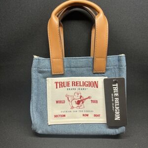 True Religion Denim Tote Purse Bag Small Size Shoulder Bag Adjustable Strap NEW